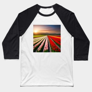 Tulip Field Sunrise Baseball T-Shirt